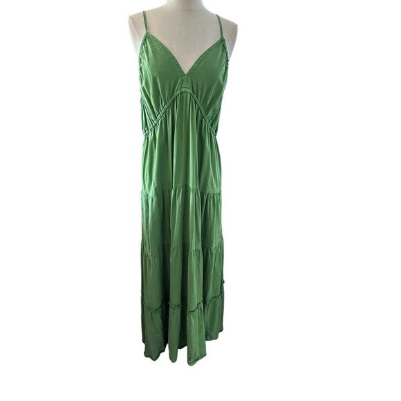 KUT FROM THE KLOTH Women's Green V-Neck Thea Tiered Ruffle Maxi Dress Size XL - Picture 4 of 8